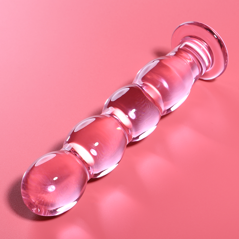 Anal plug borosilicate glass pink 16.5 cm; diameter 3.5 cm